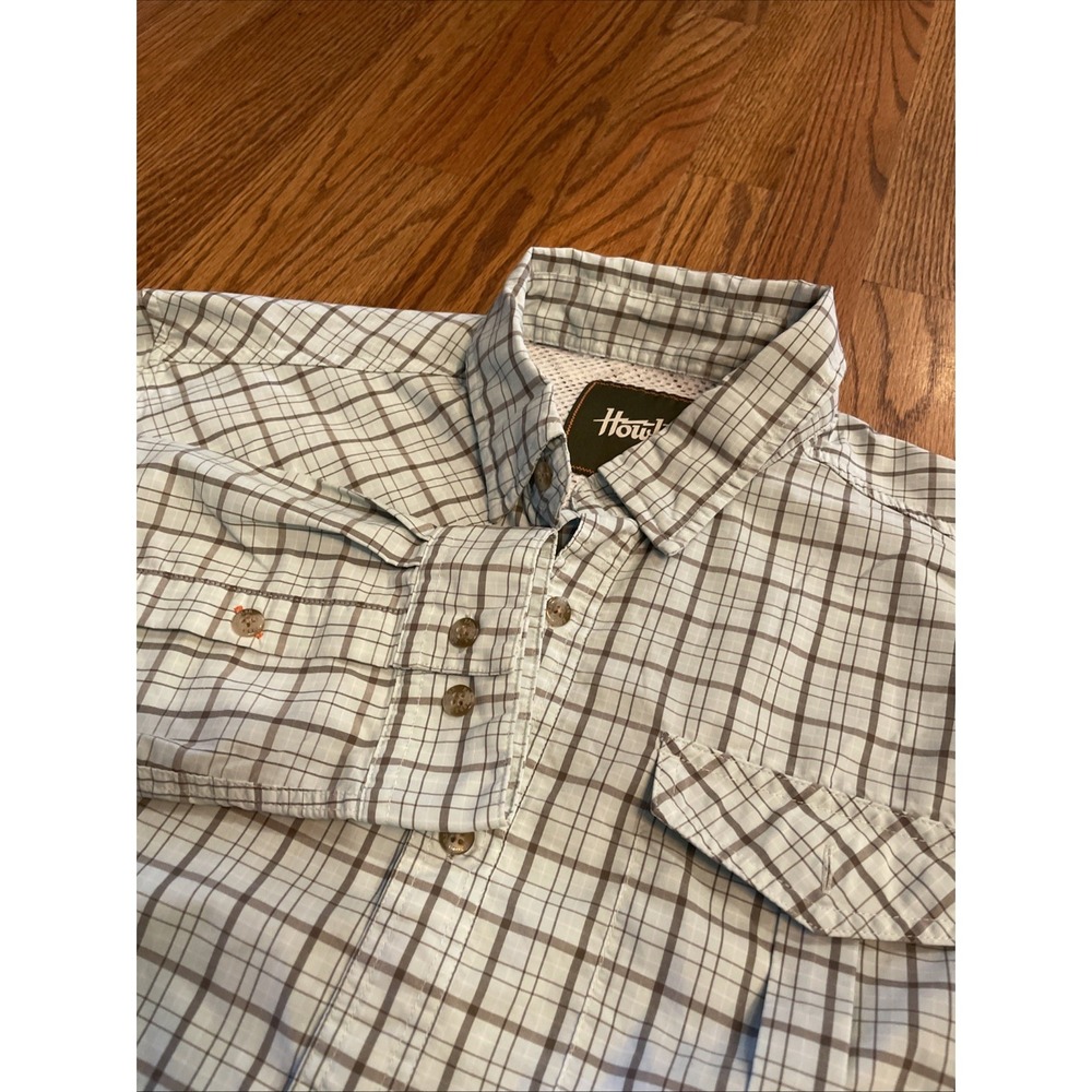 Howler Bros Men's Vented Fishing Shirt Nylon Blend Teal Plaid Size Medium
